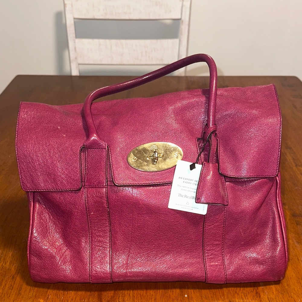 Mulberry Bayswater Magenta Leather Satchel